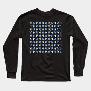 Taurus Zodiac Cat Pattern Long Sleeve T-Shirt